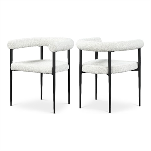 Maklaine Contemporary Cream Boucle Fabric Dining Chair (Set of 2)