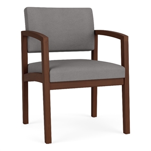 Maklaine Reception Waiting Room Guest Chair in Walnut Wood / Light Gray