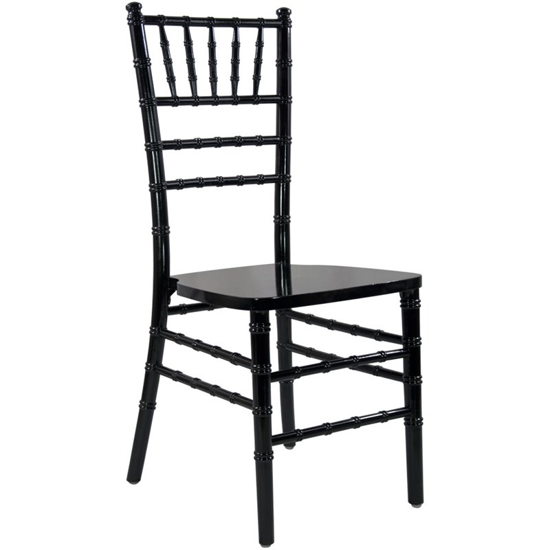 Maklaine Wood Modern Traditional Chiavari Chair In Black Finish