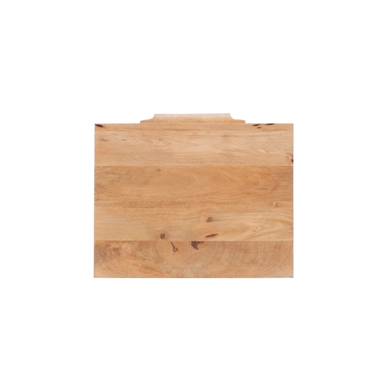 Maklaine Wood 2 Drawer Side Table Cane Detailing Gold Metal Base in Natural