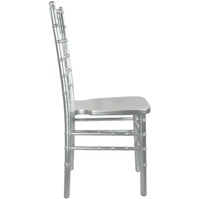 Maklaine Wood Modern Traditional Chiavari Chair In Silver Finish