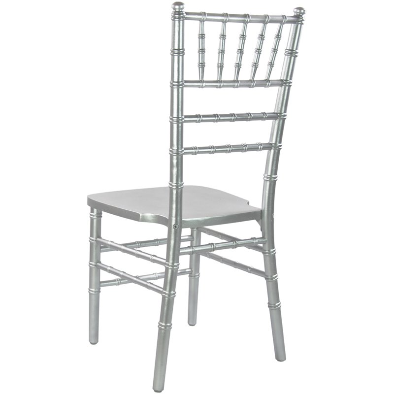 Maklaine Wood Modern Traditional Chiavari Chair In Silver Finish
