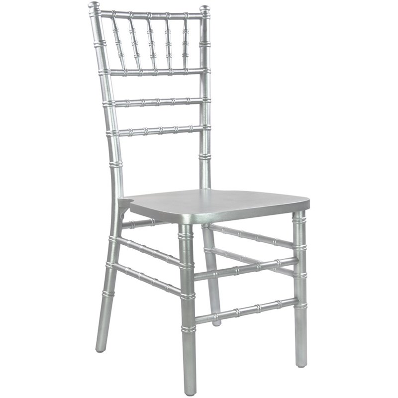 Maklaine Wood Modern Traditional Chiavari Chair In Silver Finish