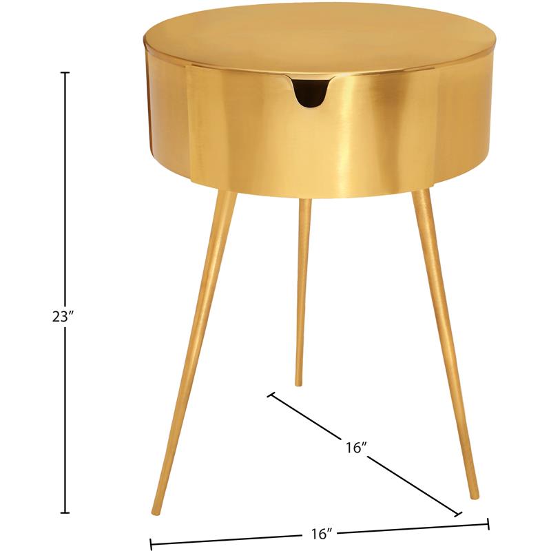 Maklaine Elegant Modern / Contemporary Gold Metal Nightstand