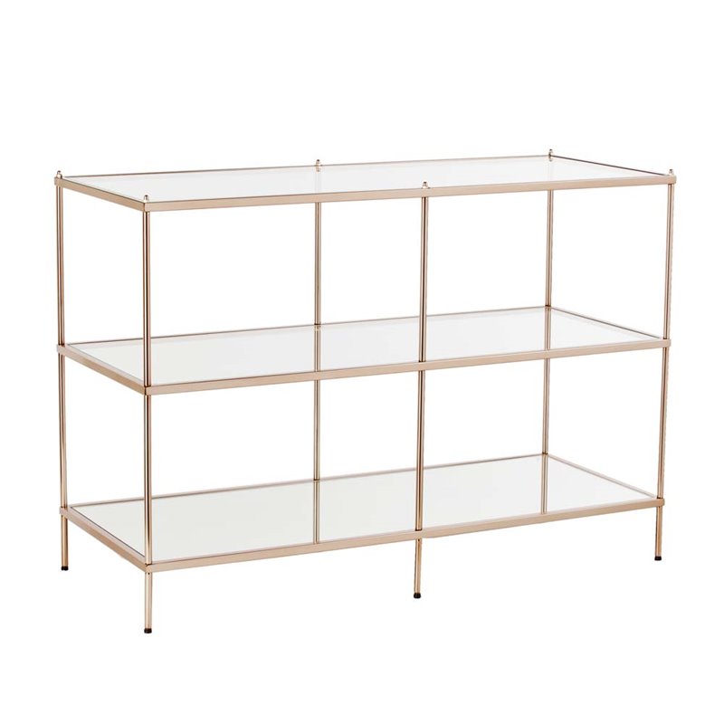 Maklaine Modern / Contemporary Glass Top Console Table in Gold