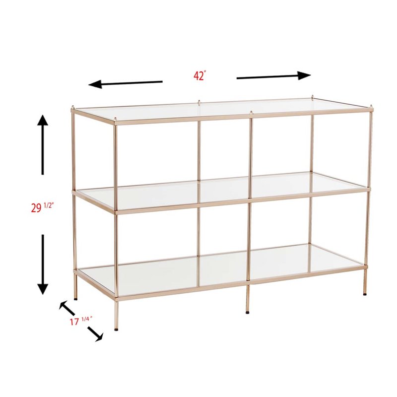 Maklaine Modern / Contemporary Glass Top Console Table in Gold