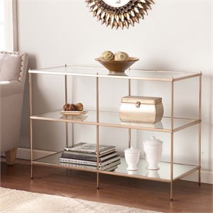 Maklaine Modern / Contemporary Glass Top Console Table in Gold