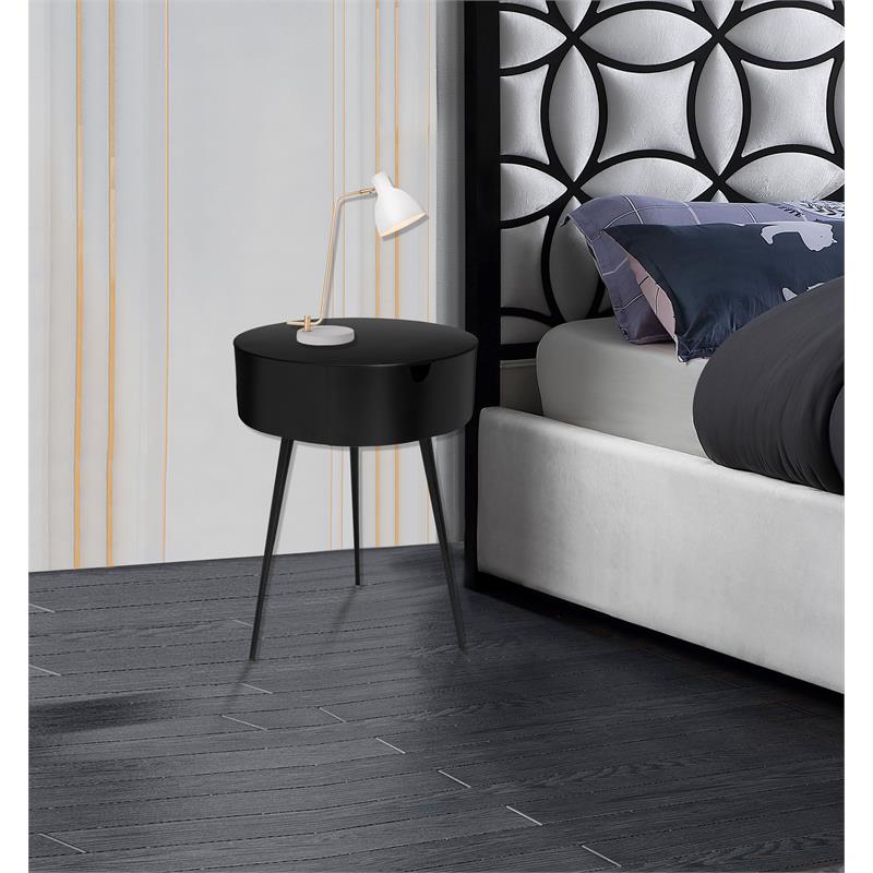 Maklaine Elegant Modern / Contemporary Black Metal Nightstand