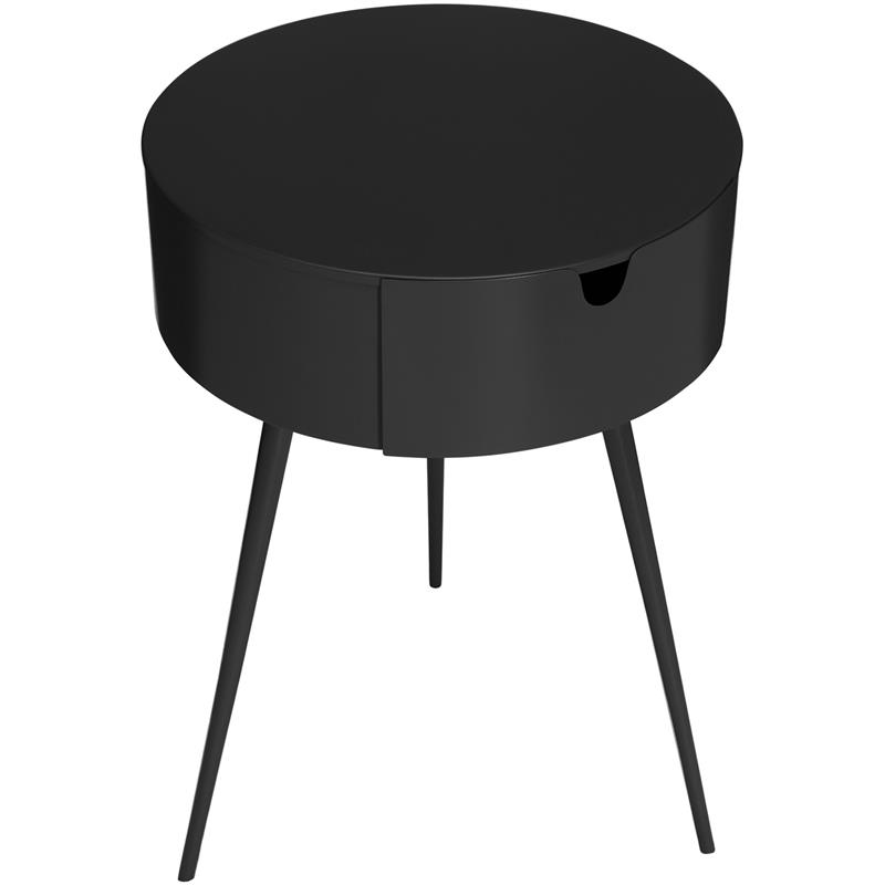 Maklaine Elegant Modern / Contemporary Black Metal Nightstand