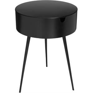Maklaine Elegant Modern / Contemporary Black Metal Nightstand
