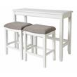 Maklaine Traditional Wood Sofa Table with Two Stools in White