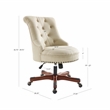 Maklaine Beige Upholstered Adjustable Office Chair in Cherry Wood Base
