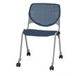 Maklaine Modern Transitional Stack Chair with Casters in Navy
