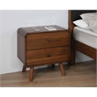 Maklaine Wood Mid-Century 2-Drawer Nightstand in Walnut Finish