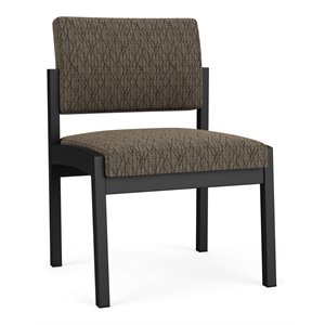 Maklaine Reception Waiting Armless Guest Chair in Black Steel and Brown