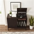 Maklaine Mid-Century Wood Record Storage Media Console - Dark Brown