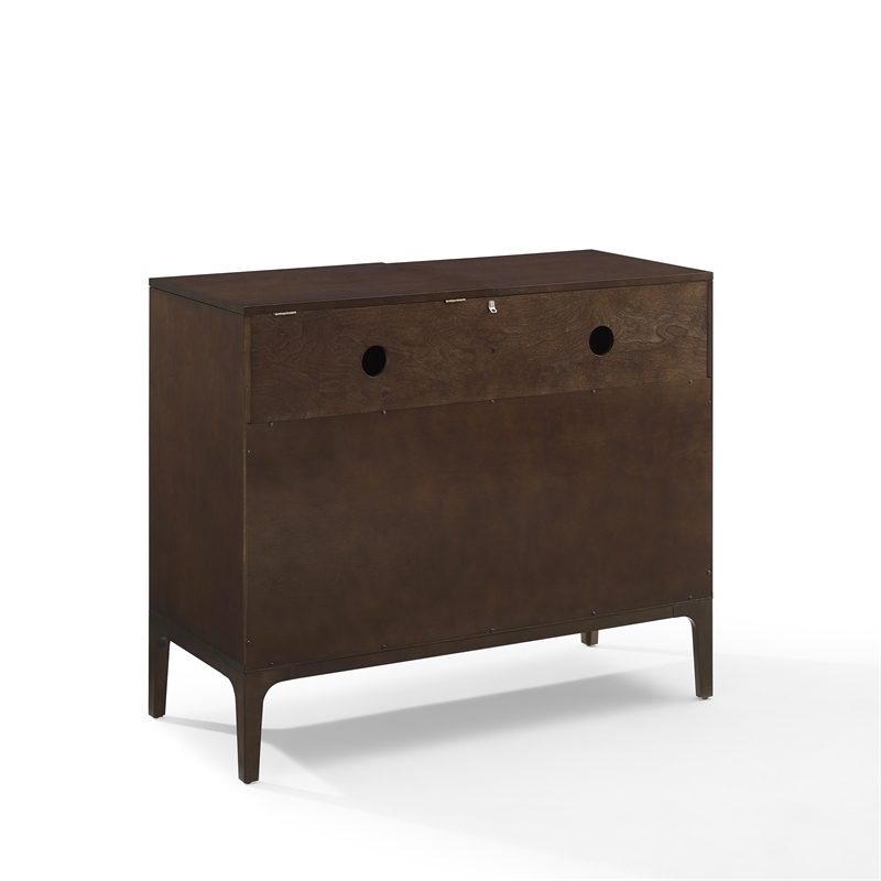 Maklaine Mid-Century Wood Record Storage Media Console - Dark Brown