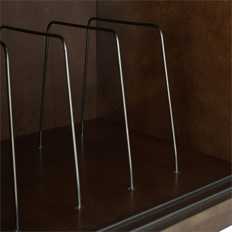 Maklaine Mid-Century Wood Record Storage Media Console - Dark Brown
