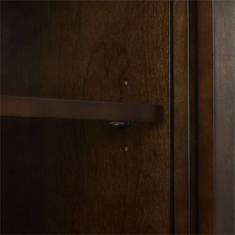 Maklaine Mid-Century Wood Record Storage Media Console - Dark Brown