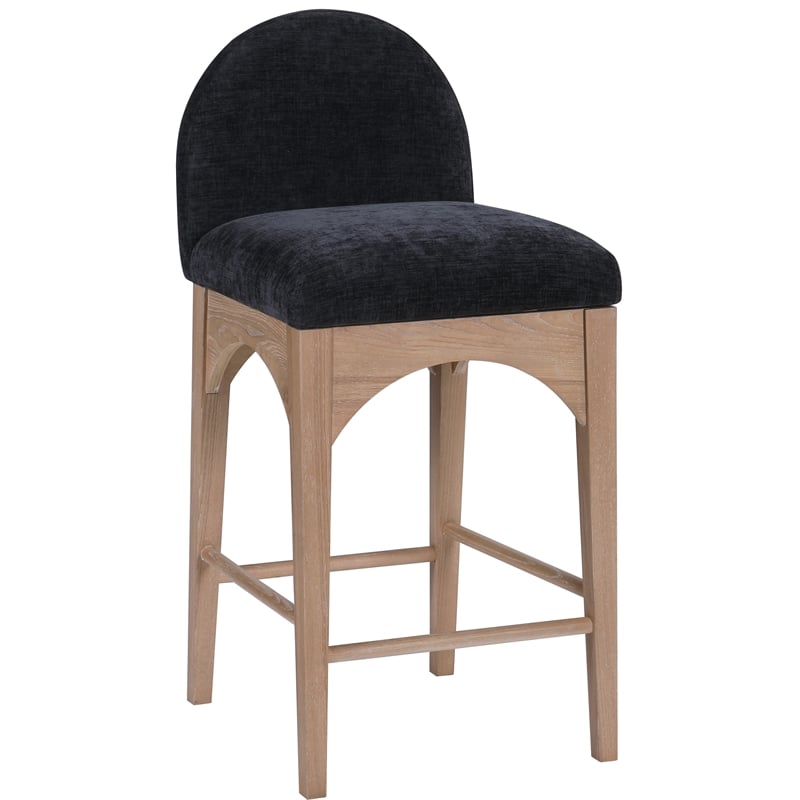 Maklaine Elegant Modern / Contemporary Black Chenille Fabric Stool