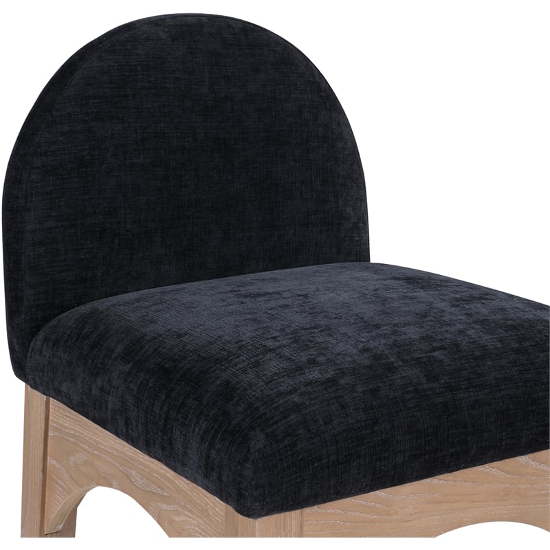 Maklaine Elegant Modern / Contemporary Black Chenille Fabric Stool