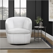 Maklaine Traditional Snow All Italian Leather Swivel Club Chair