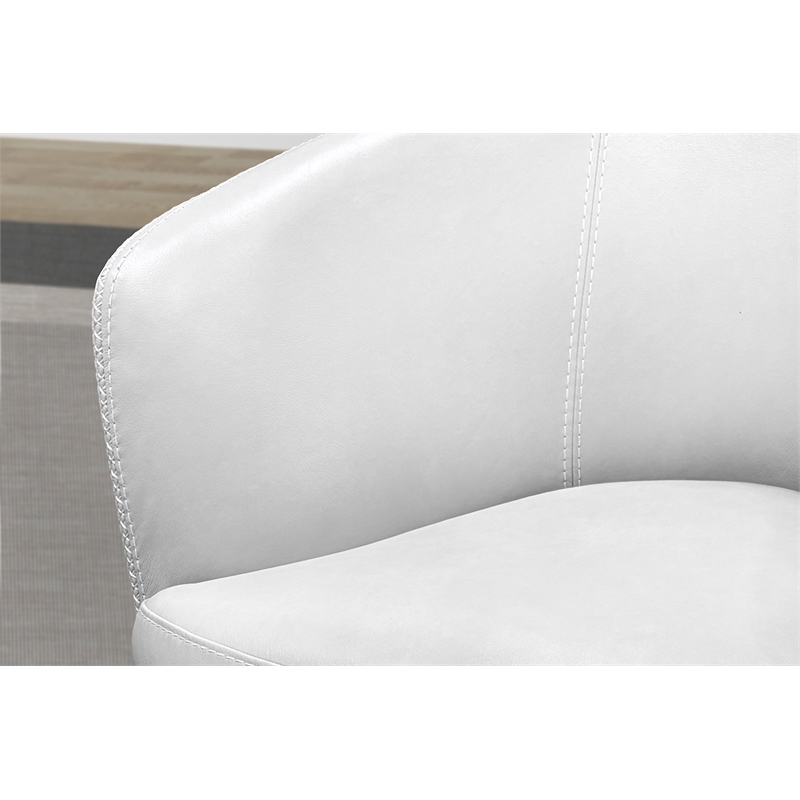 Maklaine Traditional Snow All Italian Leather Swivel Club Chair