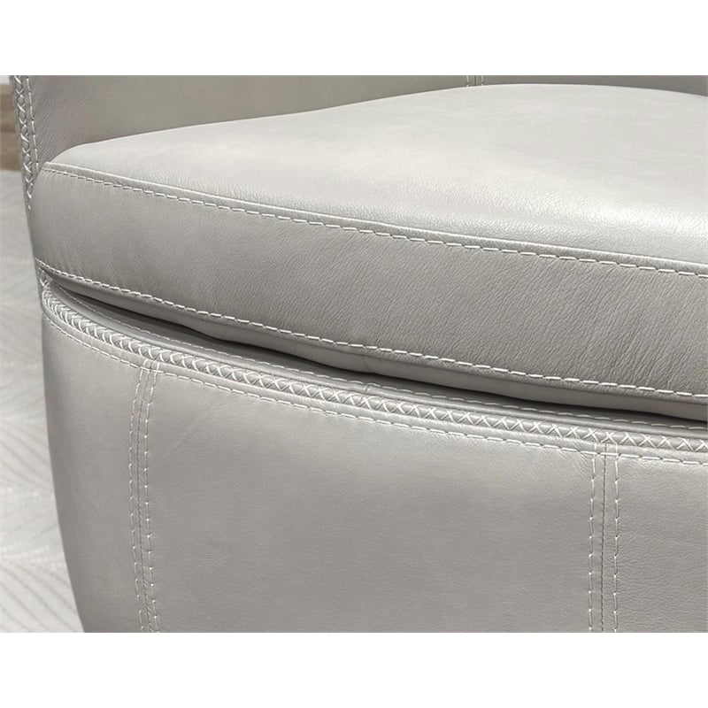 Maklaine Steamboat Ice All Italian Leather Swivel Club Chair