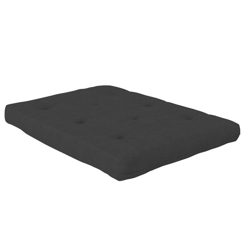 Maklaine 8 Inch Full High Density Polyester Fill Futon Mattress in Gray