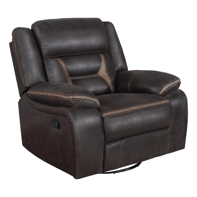 Maklaine Faux Leather Upholstered Tufted Back Glider Recliner Brown