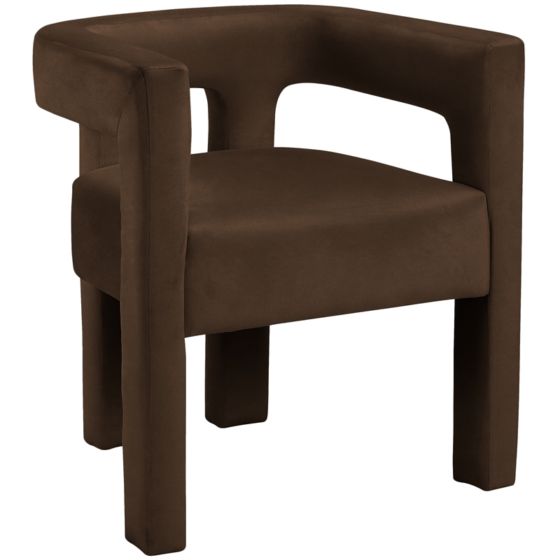 Maklaine Modern / Contemporary Brown Finish Velvet Dining Chair