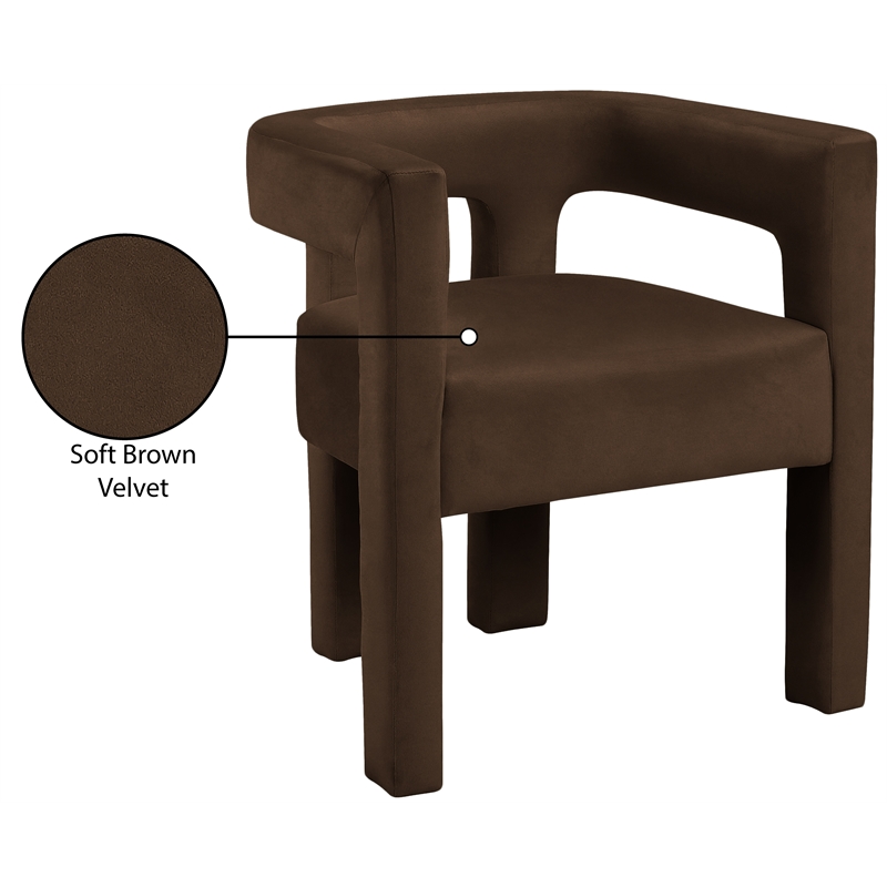 Maklaine Modern / Contemporary Brown Finish Velvet Dining Chair