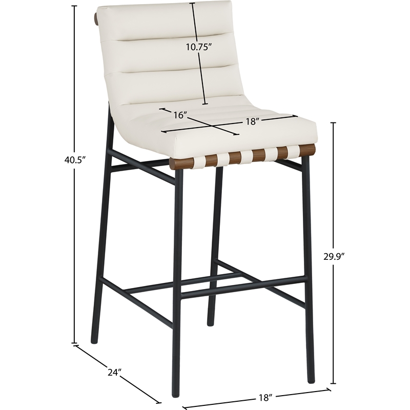 Maklaine Modern / Contemporary Cream Vegan Faux Leather Bar Stool