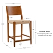 Maklaine Wood 2 Tone Counter Stools Handwoven Rope Seat Set of 2 in Brown