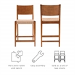Maklaine Wood 2 Tone Counter Stools Handwoven Rope Seat Set of 2 in Brown