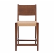 Maklaine Wood 2 Tone Counter Stools Handwoven Rope Seat Set of 2 in Brown