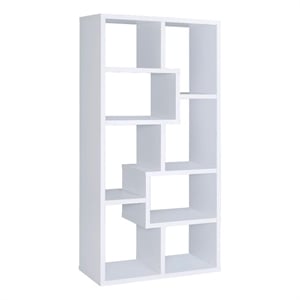 Maklaine 10-shelf Transitional Wood Bookcase in White Finish