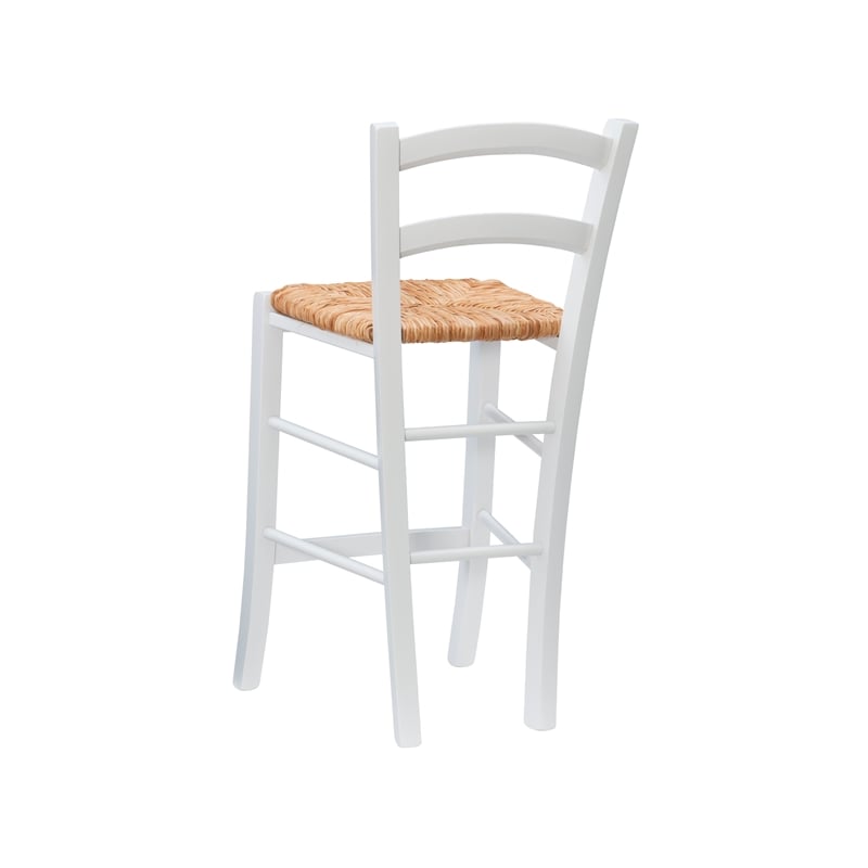 Maklaine Set of 2 Counter Stools Woven Rush Seats in White Beechwood