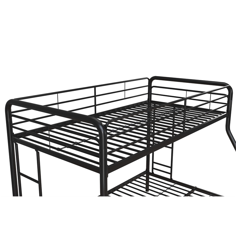Maklaine Contemporary Metal Twin over Full Bunk Bed in Black