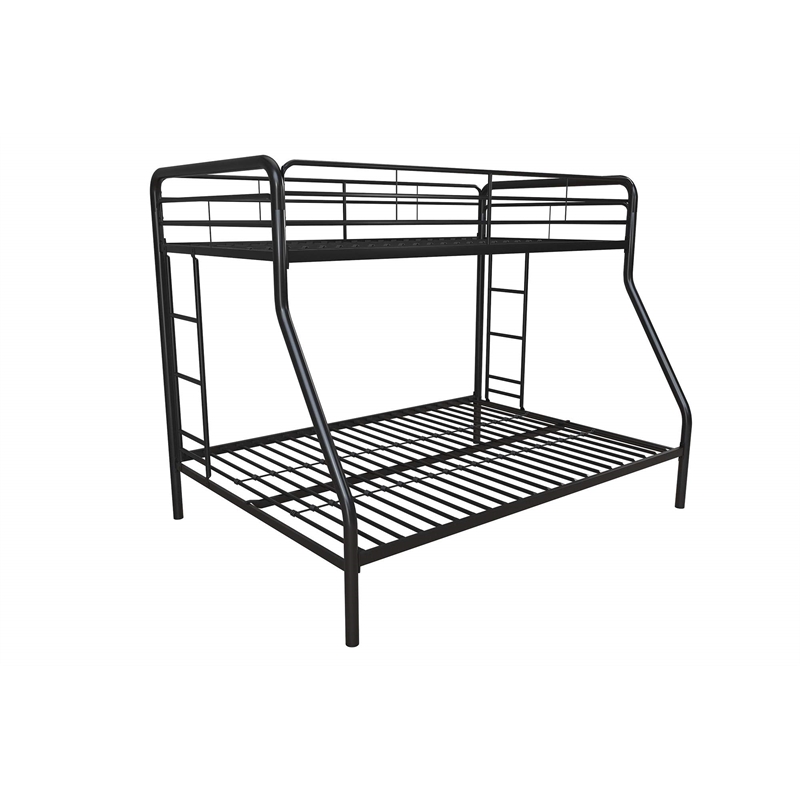 Maklaine Contemporary Metal Twin over Full Bunk Bed in Black