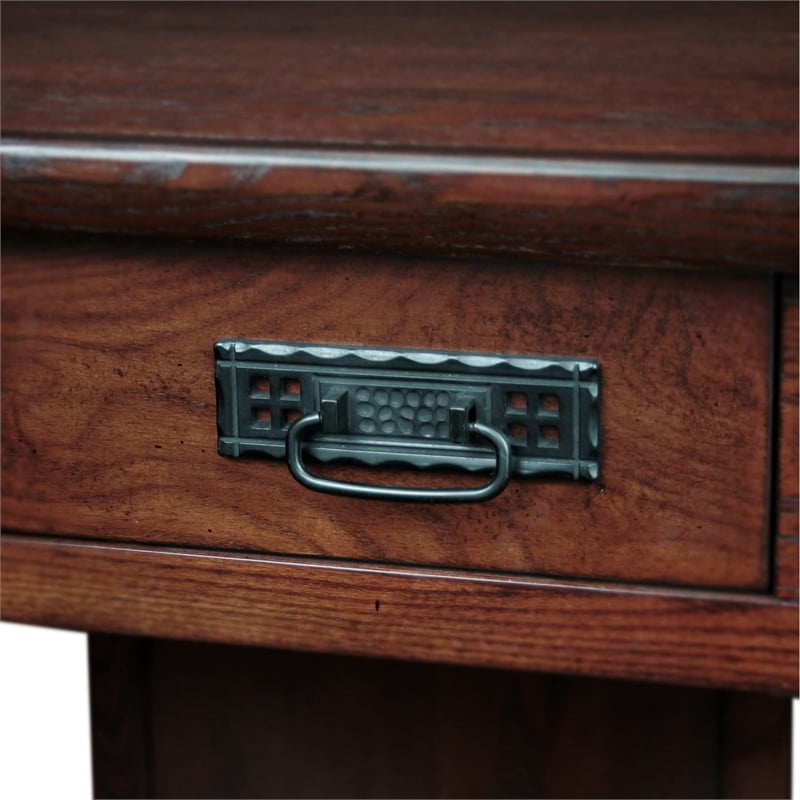 Maklaine Modern Traditional Corner Computer Desk in Mission Oak