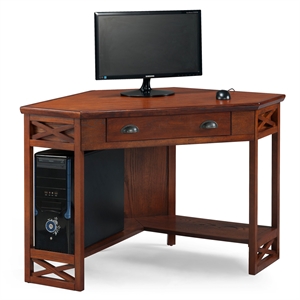 Maklaine Wood Modern / Contemporary Corner Computer Desk in Oak