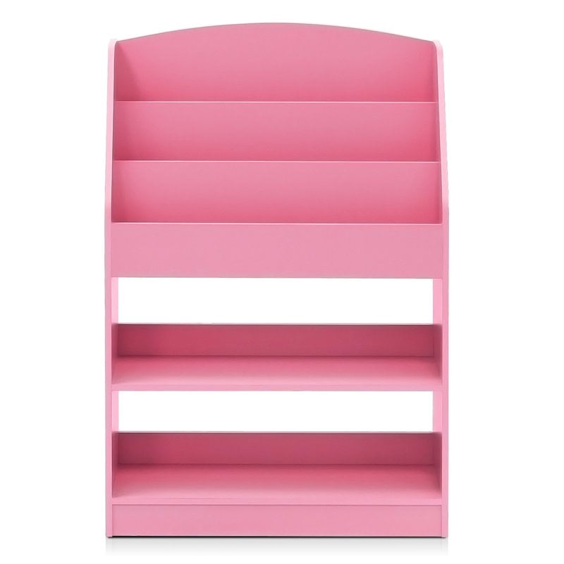 Maklaine Engineered Wood Magazine/Bookshelf with Storage in Pink