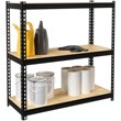 Maklaine Riveted Metal Shelving 3-Shelf Unit 12D x 30W x 30H Black