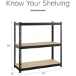 Maklaine Riveted Metal Shelving 3-Shelf Unit 12D x 30W x 30H Black