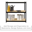 Maklaine Riveted Metal Shelving 3-Shelf Unit 12D x 30W x 30H Black