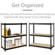 Maklaine Riveted Metal Shelving 3-Shelf Unit 12D x 30W x 30H Black