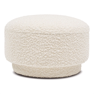 Maklaine Contemporary 15&quot Mushroom Footstool Ottoman Ivory White Boucle
