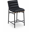 Maklaine Contemporary Black Vegan Faux Leather Counter Stool