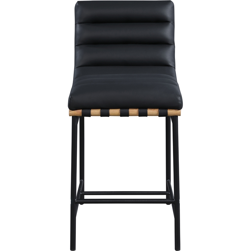 Maklaine Contemporary Black Vegan Faux Leather Counter Stool